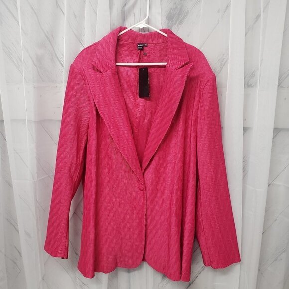 Shein SXY Blazer Fushia Crinkled Single Work Party Colorful 4X NWT - Picture 1 of 10